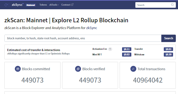 zkSync Blockchain Explorer